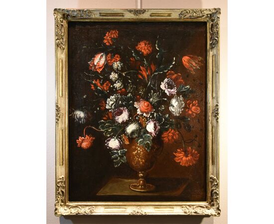 Floral composition in embossed vase, Francesca Volò Smiller (Milan, 1657 - 1700)