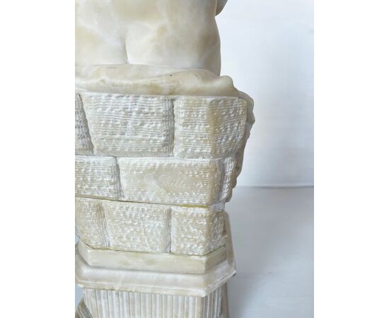 "Putto writing" - alabaster sculpture