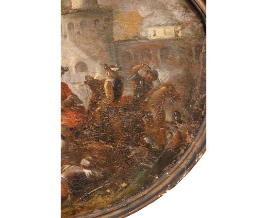 Oil on canvas depicting a battle scene - France - 17th century