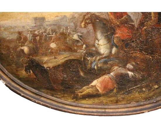 Oil on canvas depicting a battle scene - France - 17th century