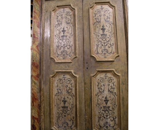 ptl376 door with frame painted faux marble, mis. h 264 cm x 175 cm larg.