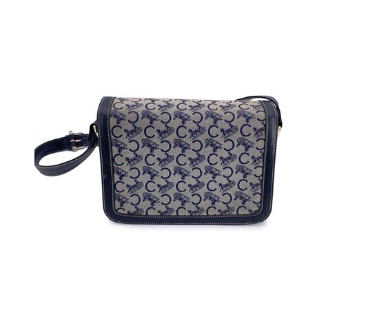CELINE Borsa a Tracolla Vintage in Tela Col. Blu Clasp box M