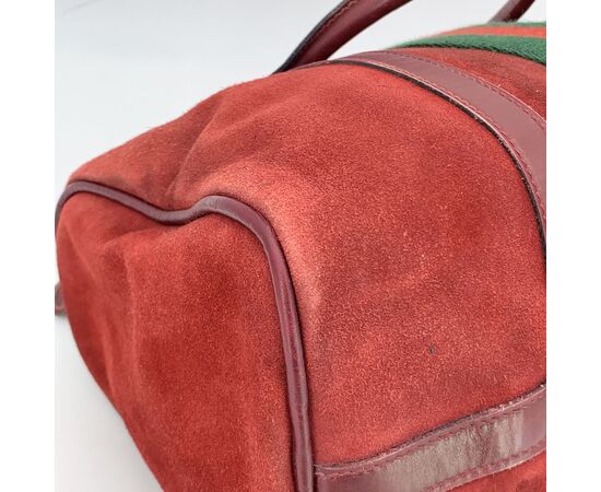 GUCCI Borsa a Mano Vintage in Camoscio Col. Bordeaux Boston M