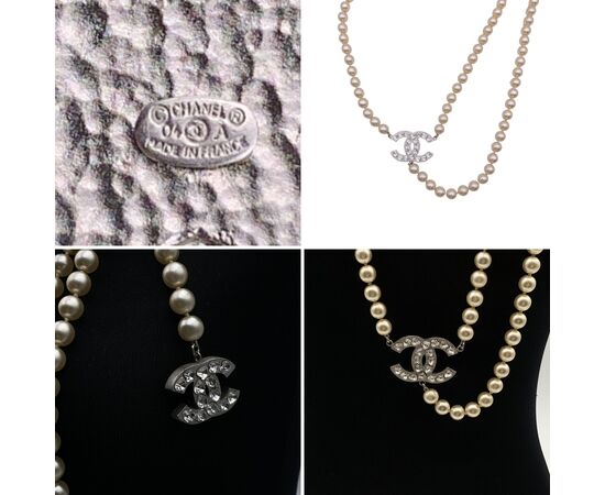 CHANEL Collana in Perle Col. Argento CC