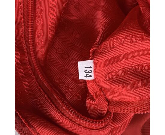 PRADA Borsa Hobo in Tela Col. Rosso Tessuto M