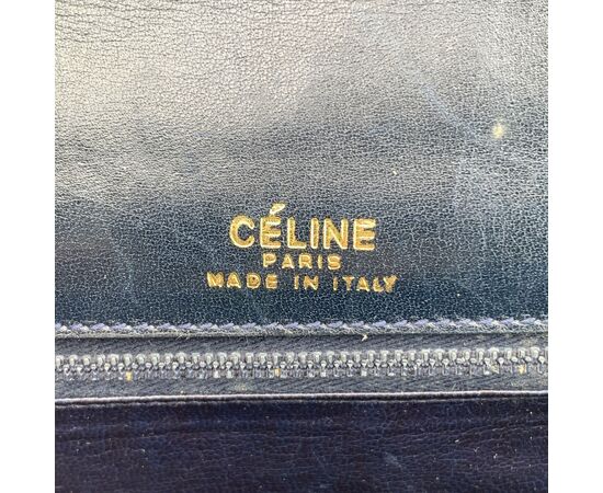CELINE Borsa a Tracolla Vintage in Tela Col. Blu Clasp box M