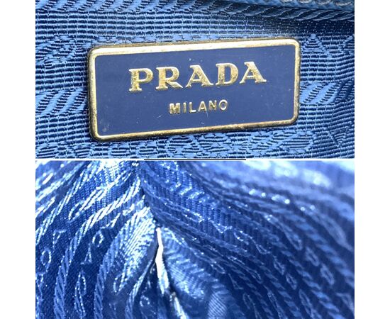 PRADA Borsa Shopper in Pelle Col. Blu Galleria M