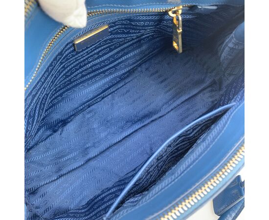 PRADA Borsa Shopper in Pelle Col. Blu Galleria M