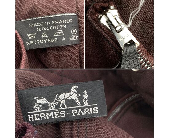 HERMES Borsa Shopper Vintage in Cotone Col. Nero Fourre-Tout M