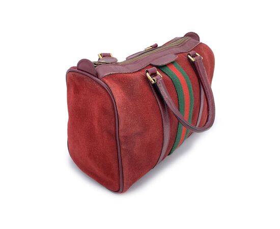 GUCCI Borsa a Mano Vintage in Camoscio Col. Bordeaux Boston M
