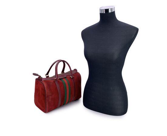 GUCCI Borsa a Mano Vintage in Camoscio Col. Bordeaux Boston M