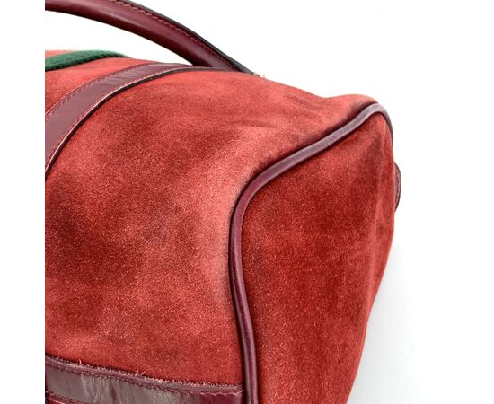 GUCCI Borsa a Mano Vintage in Camoscio Col. Bordeaux Boston M