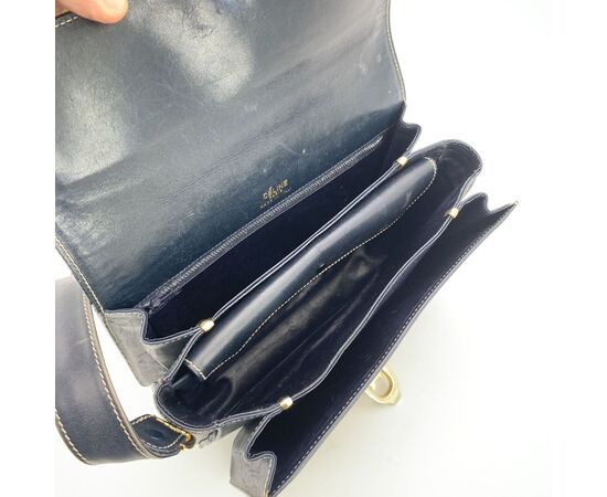 CELINE Borsa a Tracolla Vintage in Tela Col. Blu Clasp box M