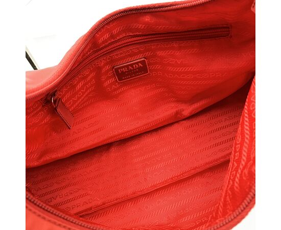 PRADA Borsa Hobo in Tela Col. Rosso Tessuto M