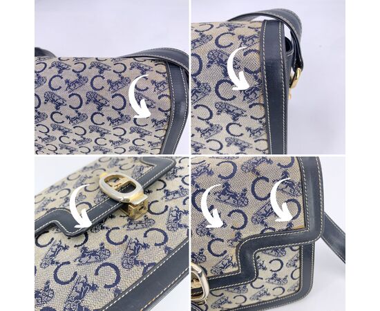 CELINE Borsa a Tracolla Vintage in Tela Col. Blu Clasp box M