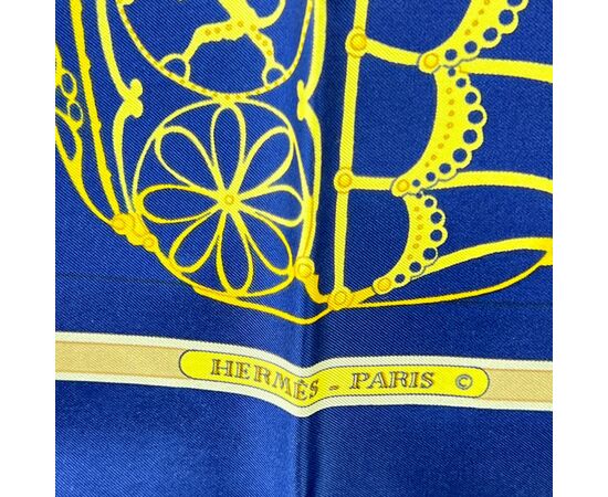 HERMES Foulard Vintage in Seta Col. Blu Carre 90