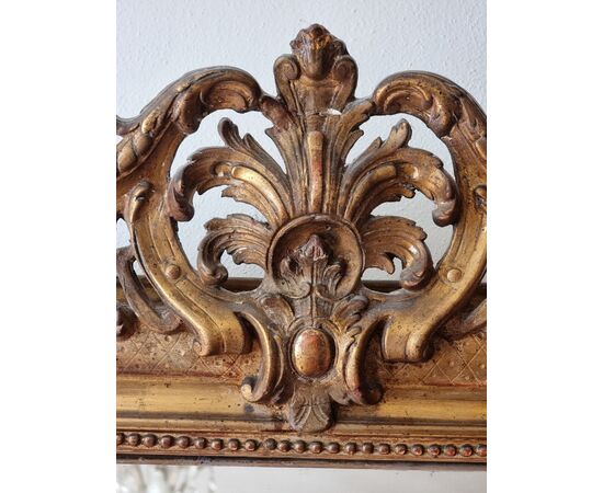 Louis Philippe mirror in gilded pastille with gold leaf, mid-19th century