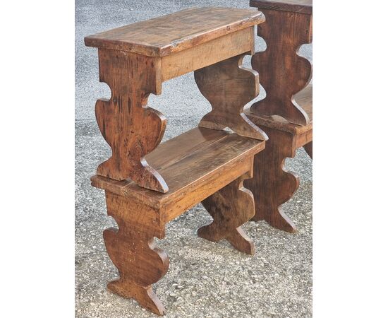 Set of four antique wooden benches, 17th-century style