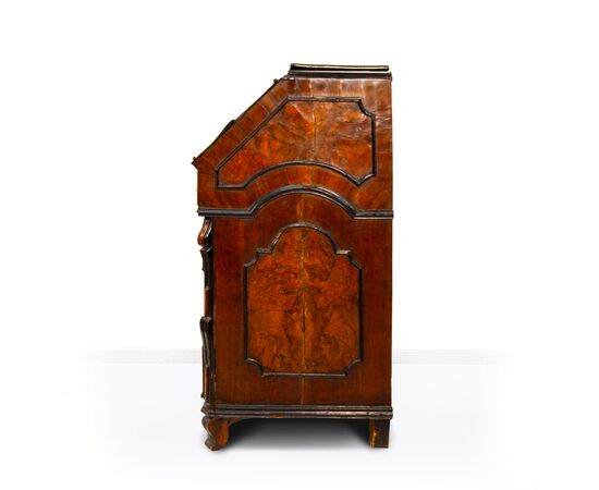 Walnut burl veneered slant-front chest of drawers, Lombardy, 18th century