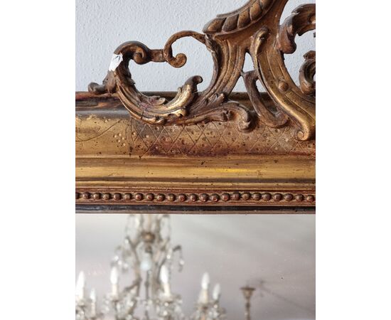 Louis Philippe mirror in gilded pastille with gold leaf, mid-19th century