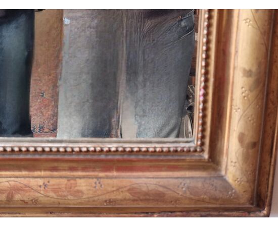 Louis Philippe mirror in gilded pastille with gold leaf, mid-19th century