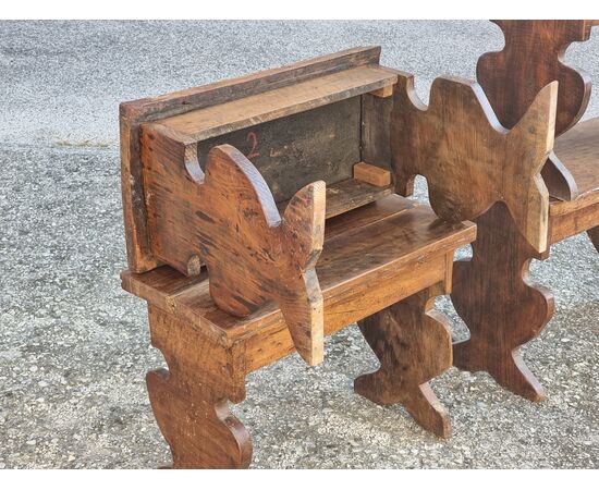 Set of four antique wooden benches, 17th-century style