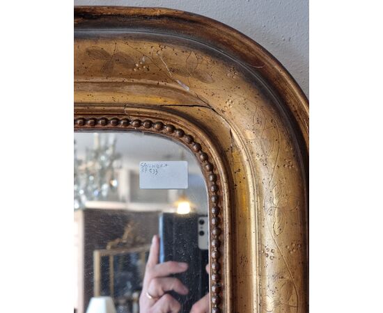 Louis Philippe mirror in gilded pastille with gold leaf, mid-19th century