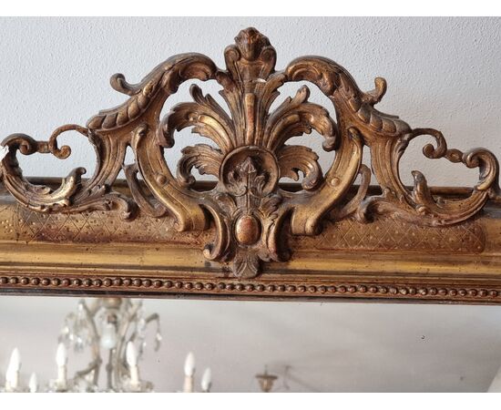 Louis Philippe mirror in gilded pastille with gold leaf, mid-19th century