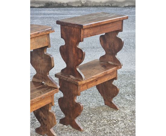 Set of four antique wooden benches, 17th-century style