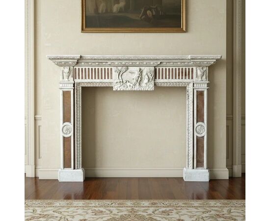 
Camino neoclassico in marmi policromi, Italia fine XIX secolo
