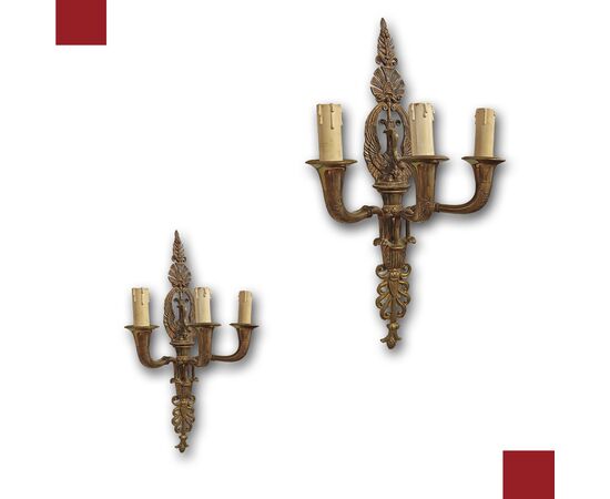 COPPIA DI APPLIQUES IN BRONZO DORATO META’ XIX SECOLO