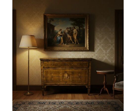 
Comò Luigi XVI in legno intarsiato – Italia, XIX Secolo