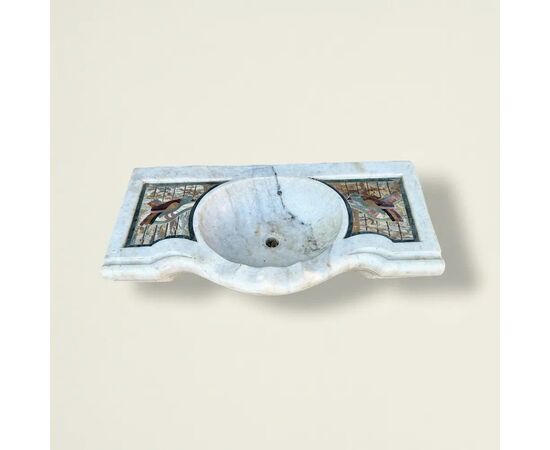 
Lavabo in marmo con intarsi di pietre dure, XX secolo