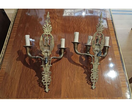 COPPIA DI APPLIQUES IN BRONZO DORATO META’ XIX SECOLO