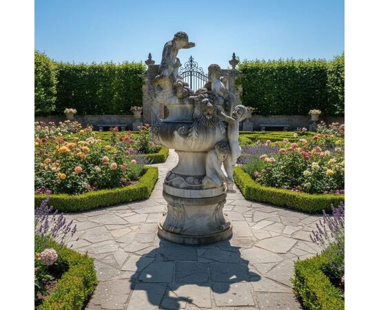 
Fontana Scultorea Neoclassica in Marmo Bianco