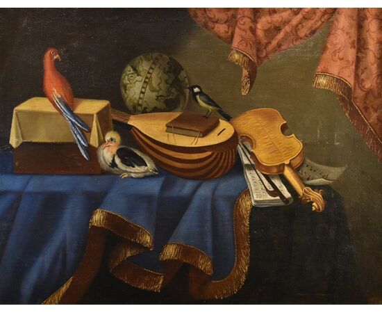 Still life with musical instruments, Bonaventura Bettera (Bergamo, 1663 – documented until 1718)