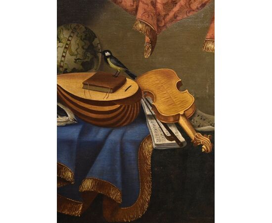 Still life with musical instruments, Bonaventura Bettera (Bergamo, 1663 – documented until 1718)
