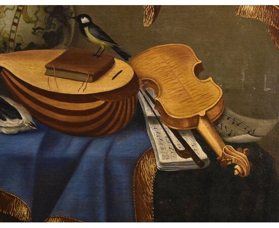 Still life with musical instruments, Bonaventura Bettera (Bergamo, 1663 – documented until 1718)