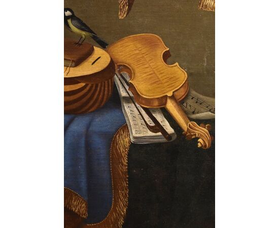 Still life with musical instruments, Bonaventura Bettera (Bergamo, 1663 – documented until 1718)