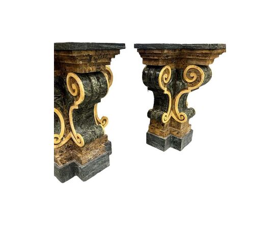 
Coppia di Basi in Marmo Policromo, XIX secolo