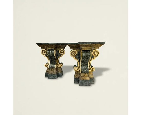 
Coppia di Basi in Marmo Policromo, XIX secolo