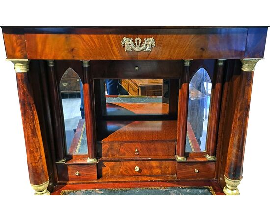 MAHOGANY FEATHER SECRETARY - FRANCE - 19TH CENTURY