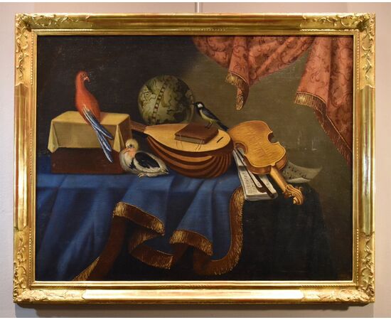 Still life with musical instruments, Bonaventura Bettera (Bergamo, 1663 – documented until 1718)