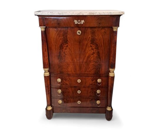 MAHOGANY FEATHER SECRETARY - FRANCE - 19TH CENTURY