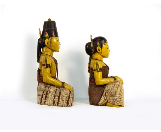 Pair of polychrome wood sculptures, Japan, 19th/20th century