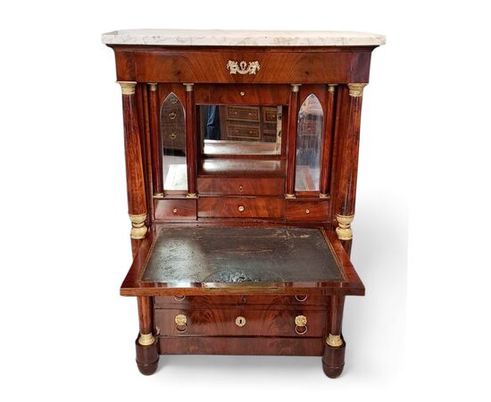 MAHOGANY FEATHER SECRETARY - FRANCE - 19TH CENTURY