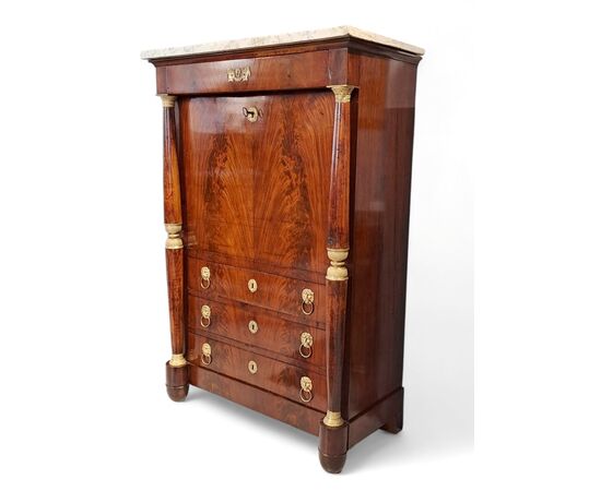 MAHOGANY FEATHER SECRETARY - FRANCE - 19TH CENTURY