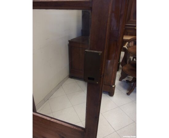 LIBRERIA A DUE PORTE IN MOGANO CON COLONNE PIENE STILE IMPERO EPOCA PRIMI 800 cm L148xP45xH228