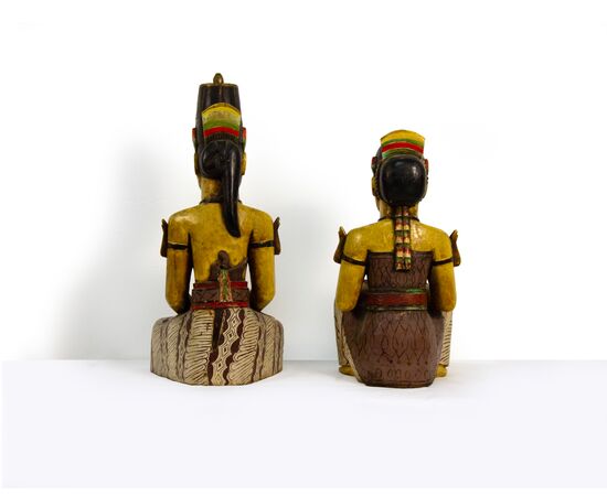 Pair of polychrome wood sculptures, Japan, 19th/20th century