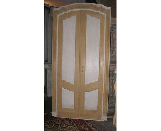 ptl397 lacquered door arched, vintage &#39;700, mis. h 235 cm x 120 max